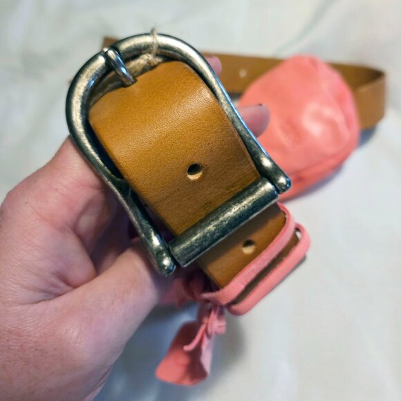 A.S.98 Helene Sling Bag Shock Pink & Natural Leather, NWT, Belt Sling Crossbody - Picture 8 of 11